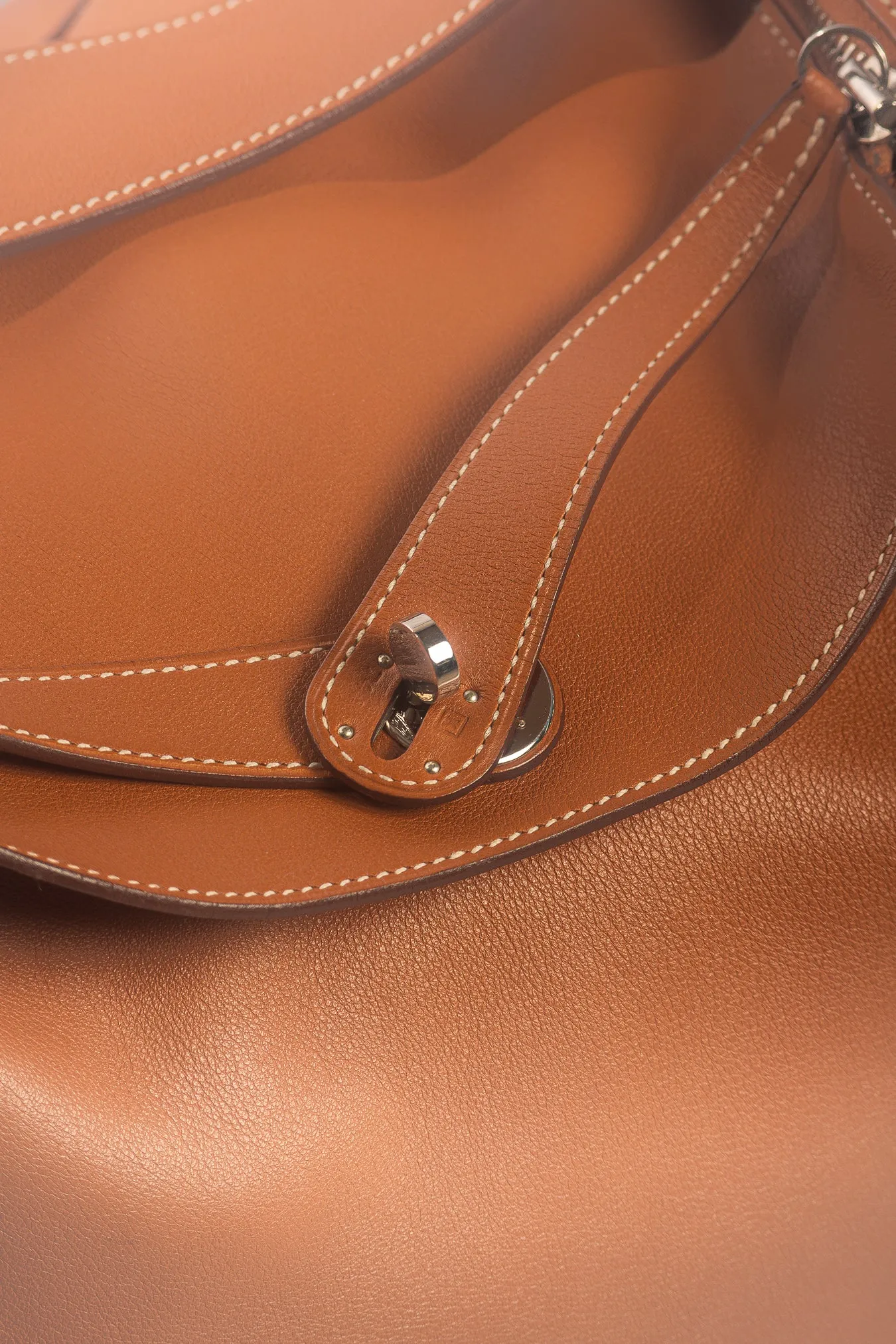 HERM??S - LINDY HANDBAG GOLD SWIFT LEATHER SILVER HARDWARE