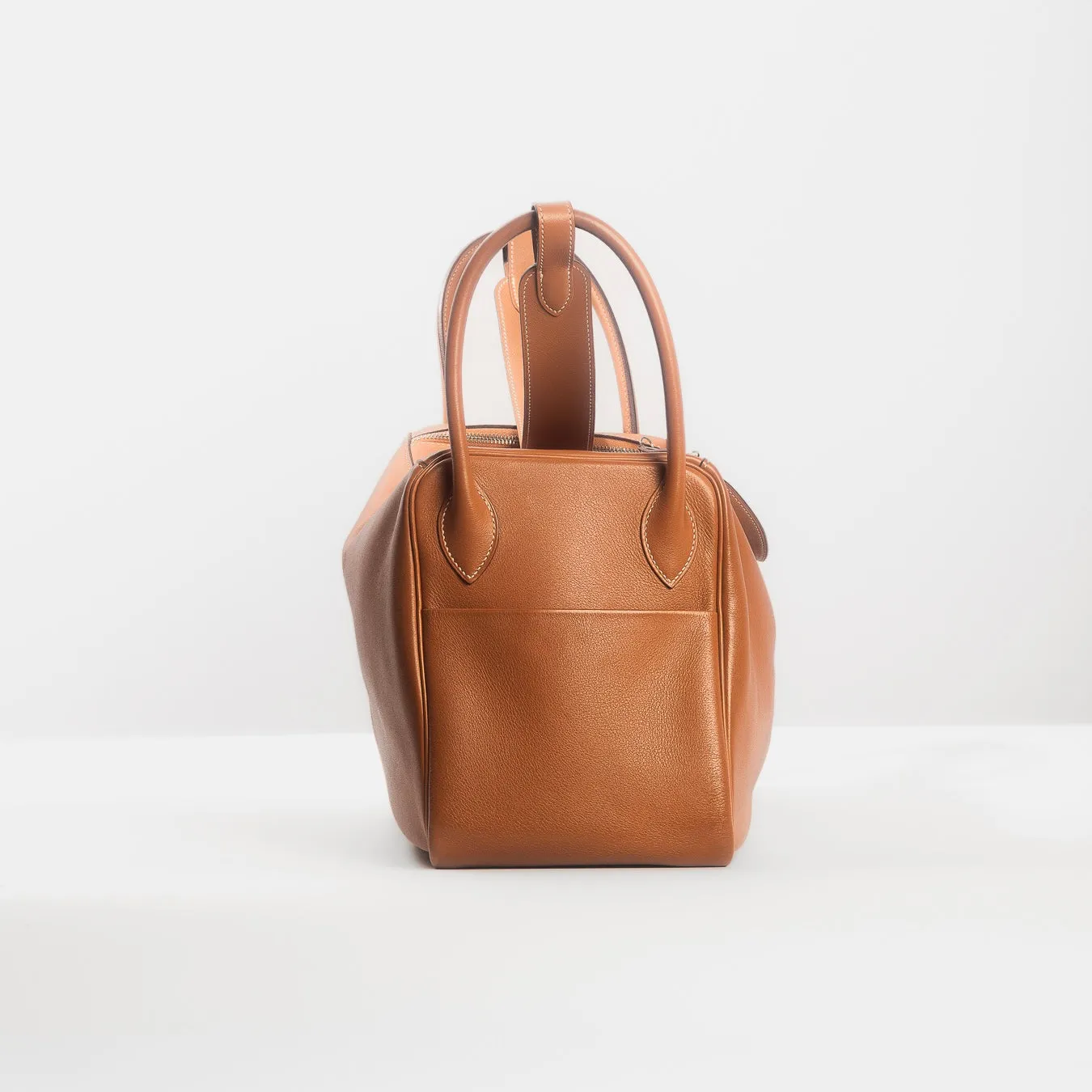 HERM??S - LINDY HANDBAG GOLD SWIFT LEATHER SILVER HARDWARE