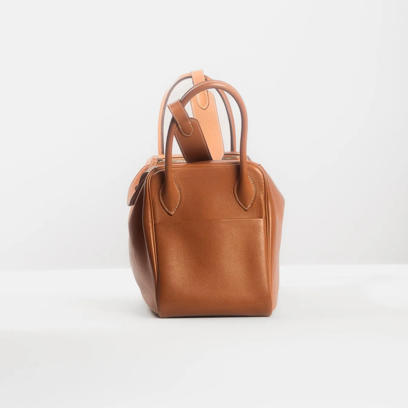 HERM??S - LINDY HANDBAG GOLD SWIFT LEATHER SILVER HARDWARE