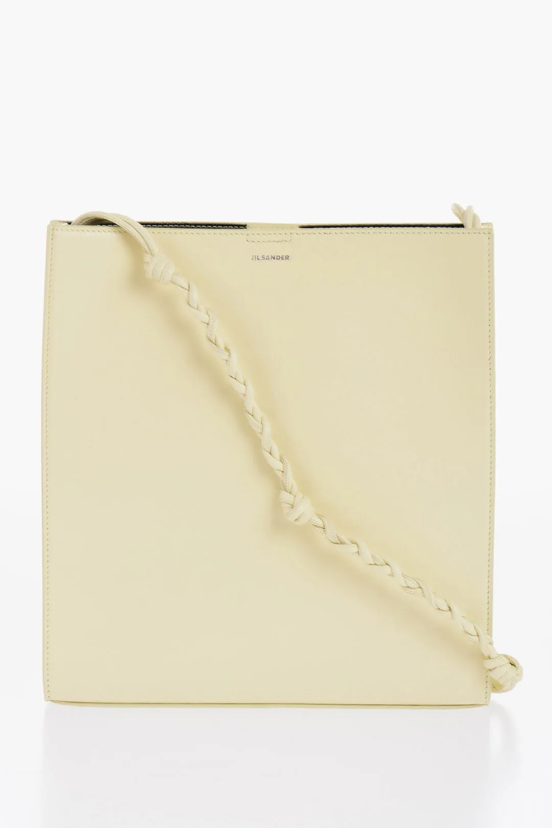 Jil Sander Leather Slim Tangle Shoulder Bag With Woven Shoulder Strap