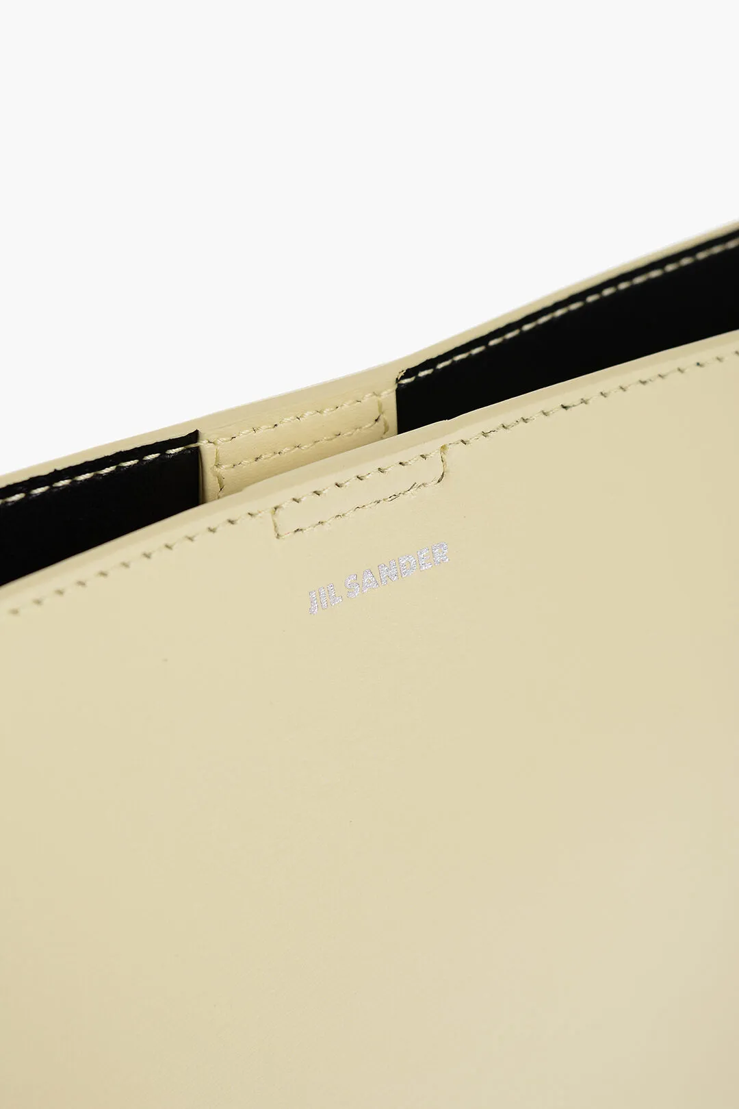 Jil Sander Leather Slim Tangle Shoulder Bag With Woven Shoulder Strap