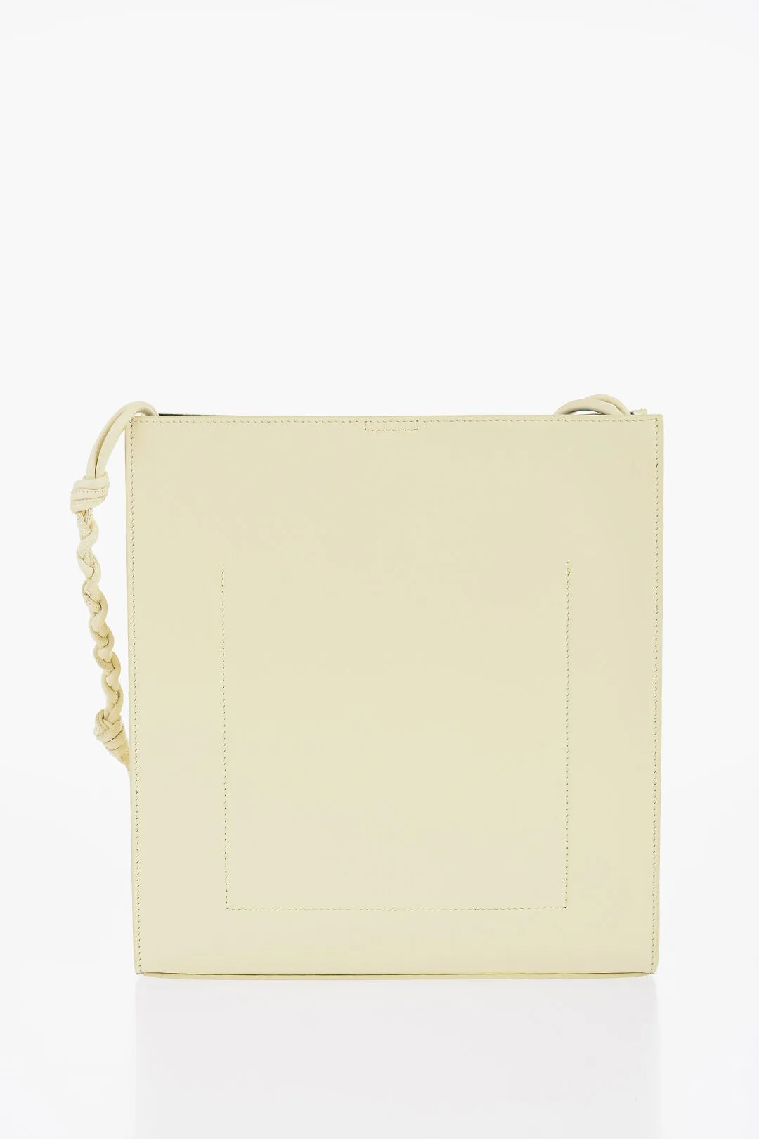 Jil Sander Leather Slim Tangle Shoulder Bag With Woven Shoulder Strap