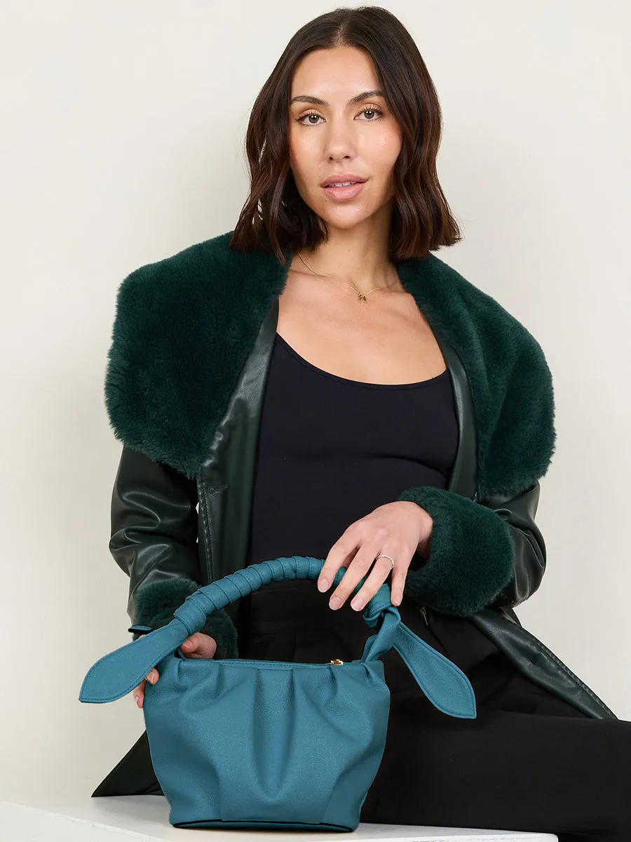 Lacey Vegan Pleated Bucket Bag