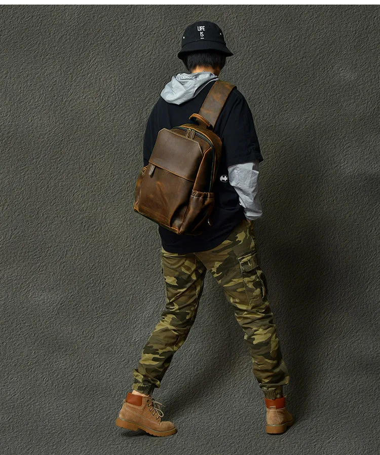 Large Sling Bag For Men Large Leather Mens Sling Bag Big Sling Backpack For Men