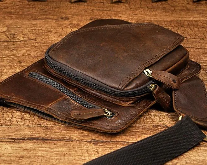 Leather Mens Chest Bag Sling Bag Sling Shoulder Bag Sling Backpacksfor men