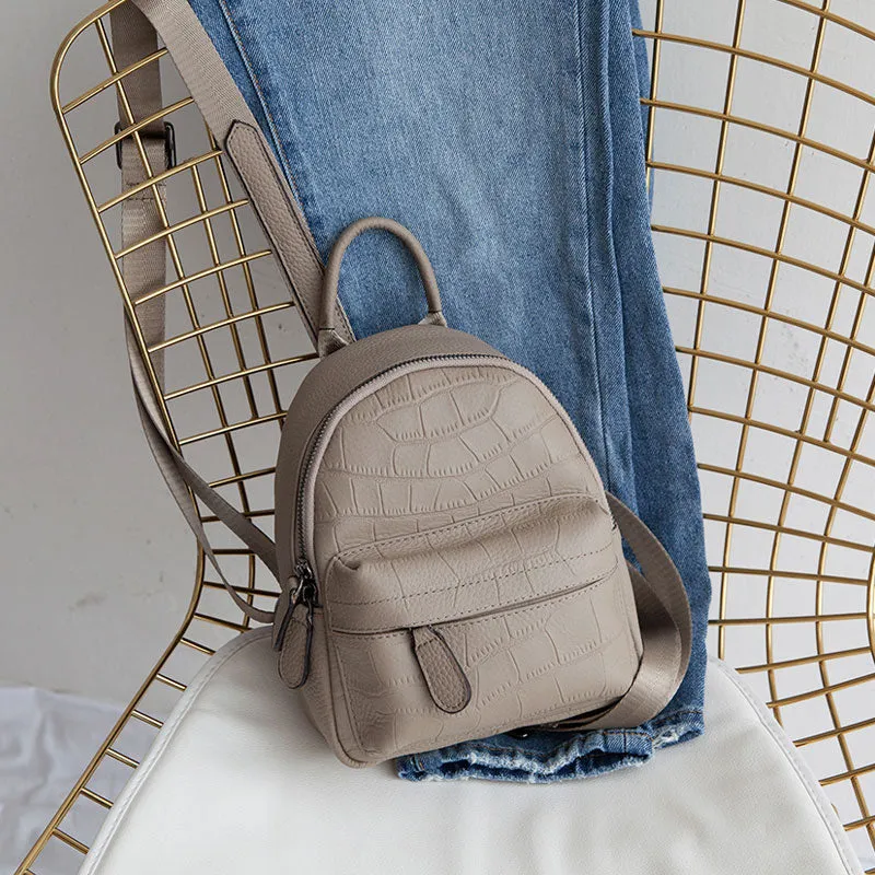 Leather Stylish Womens Small Backpack Mini Work Backpack for Women