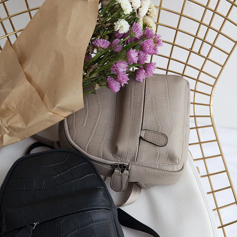 Leather Stylish Womens Small Backpack Mini Work Backpack for Women