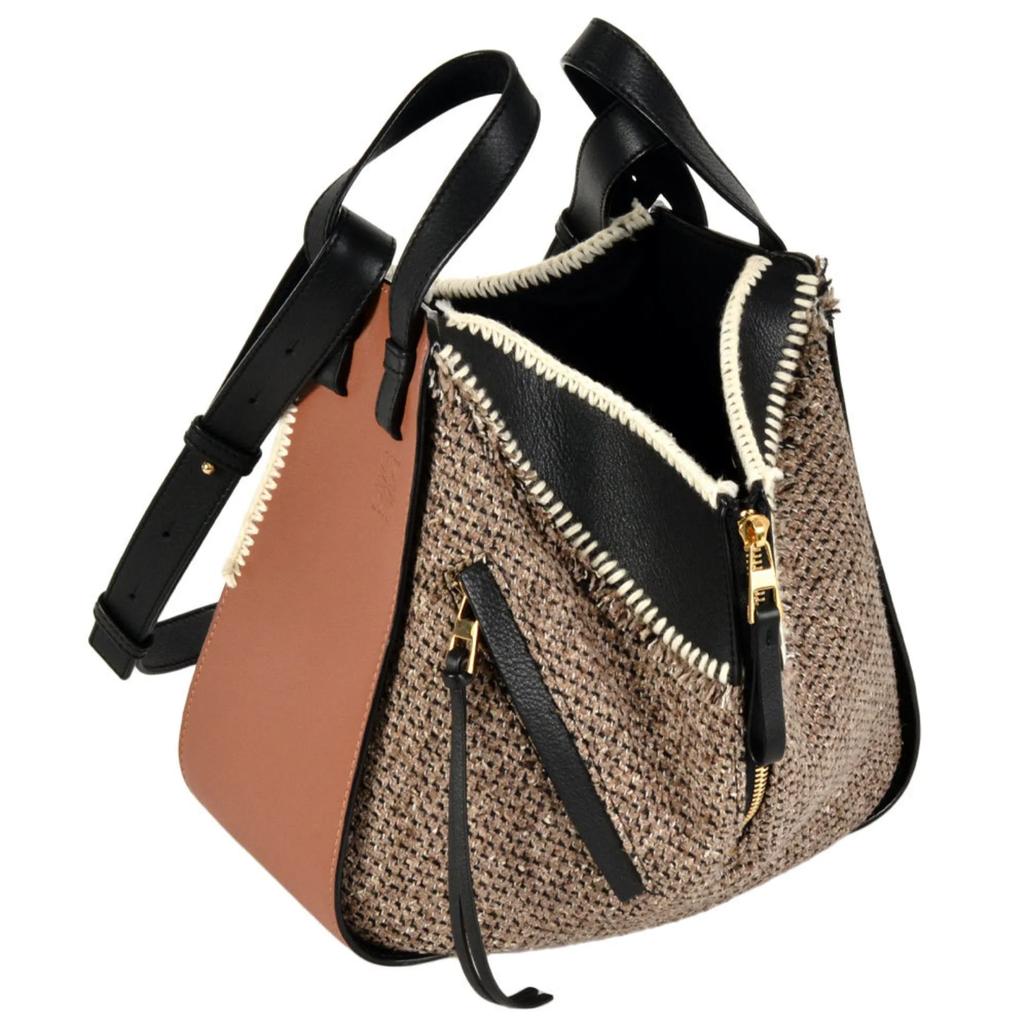 Loewe Tweed Leather Handbag Shoulder Bag (Pre-Owned)