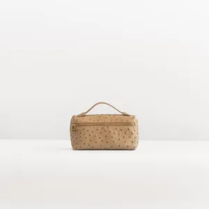 LORO PIANA - EXTRA POCKET POUCH OSTRICH BEIGE LEATHER