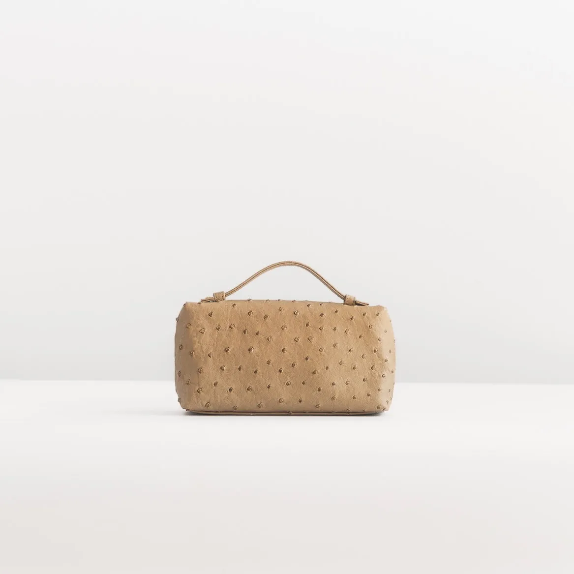 LORO PIANA - EXTRA POCKET POUCH OSTRICH BEIGE LEATHER