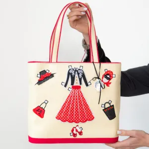 Lulu Guinness Paper Doll Raffia Tote Bag