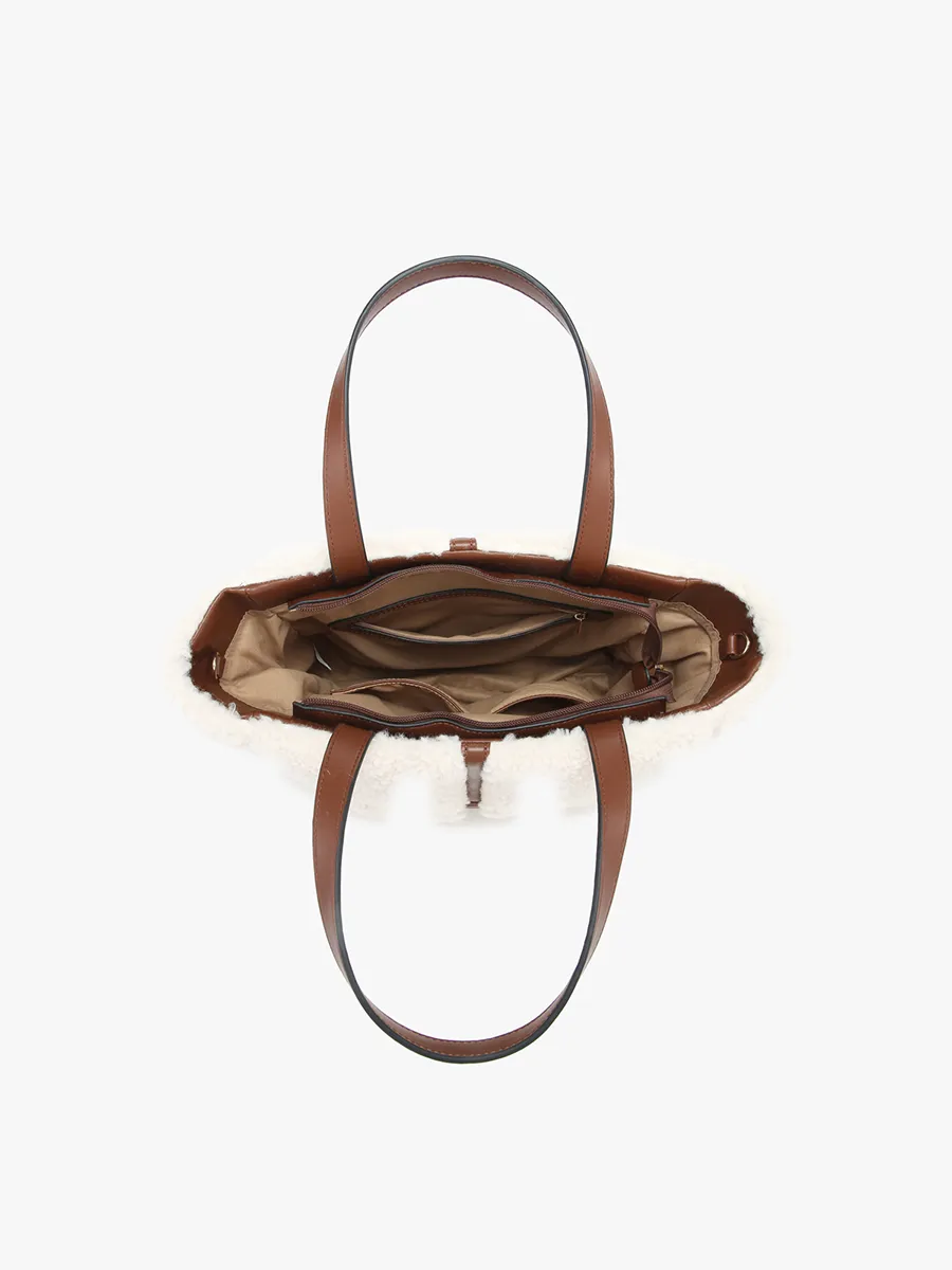 Marlene Vegan Sherpa Contrast Tote