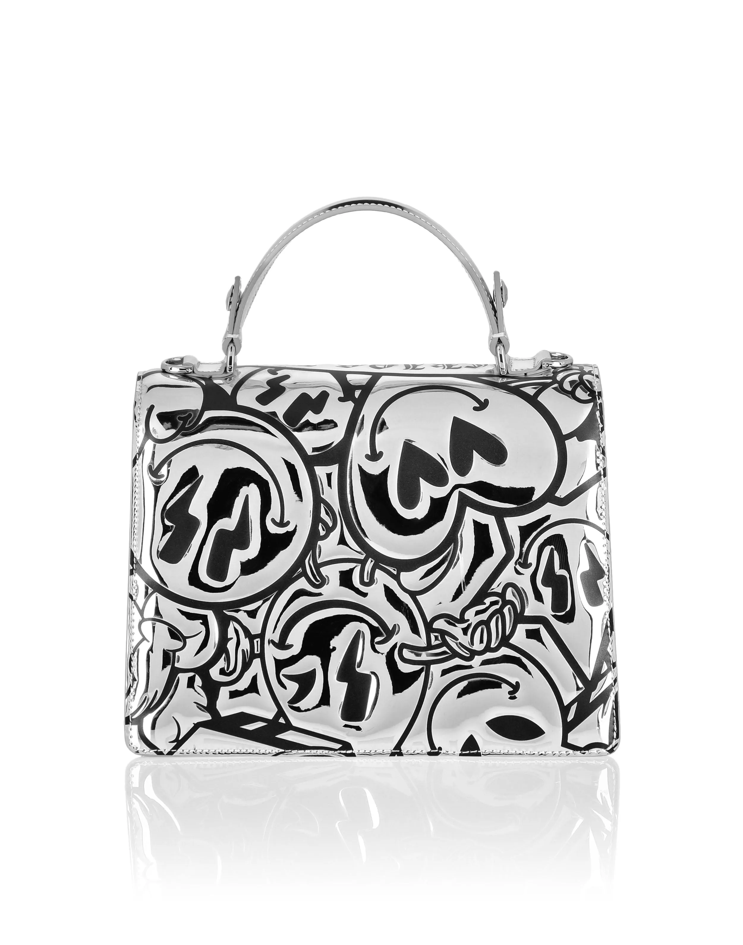 Mirror Leather Handle Bag Superheroine Smile