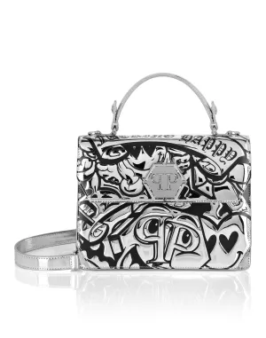 Mirror Leather Handle Bag Superheroine Smile