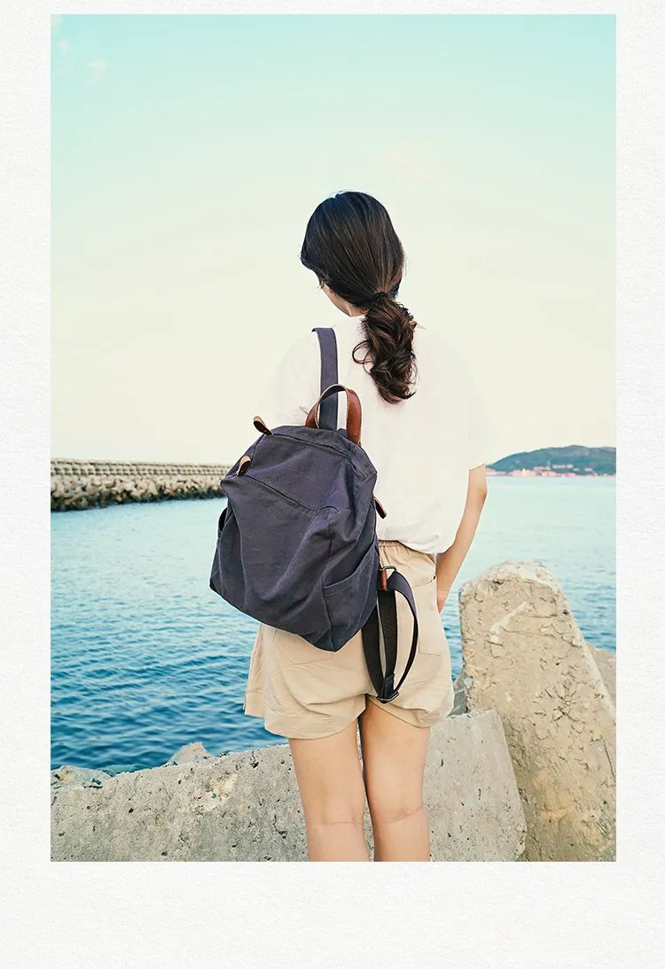 Pink Canvas Mens Womens Cube Rucksack Satchel Backpack Canvas School Backpack for Men Women