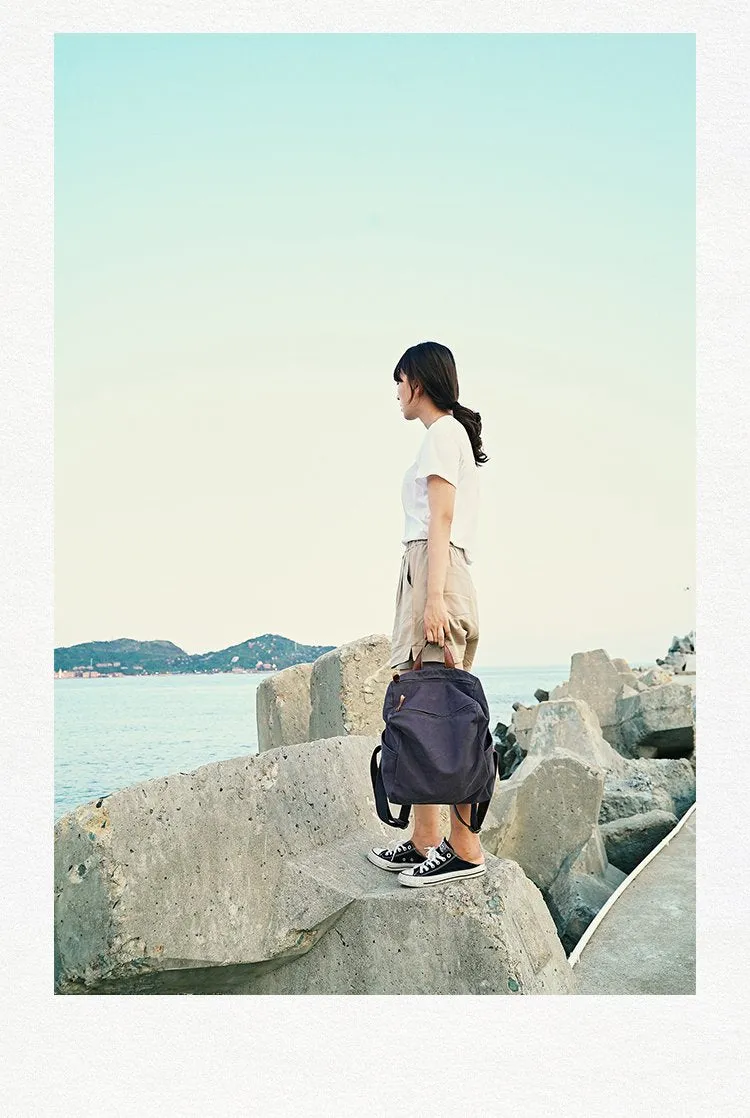 Pink Canvas Mens Womens Cube Rucksack Satchel Backpack Canvas School Backpack for Men Women