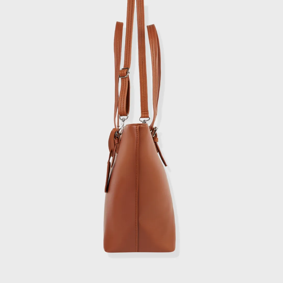 PORTO VEGAN LEATHER SHOULDER BAG TAN