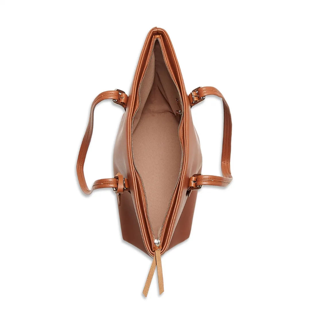 PORTO VEGAN LEATHER SHOULDER BAG TAN