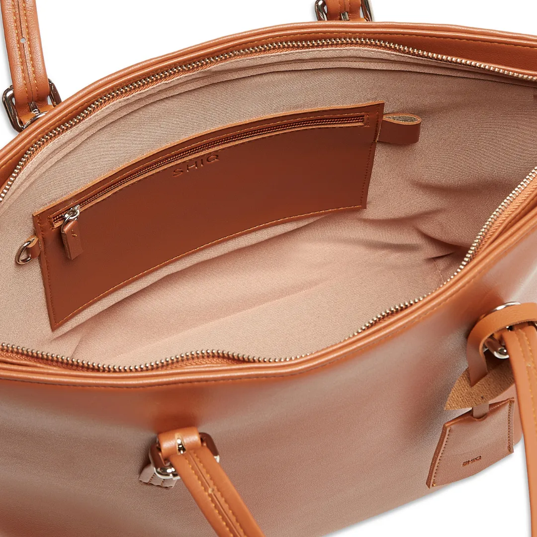 PORTO VEGAN LEATHER SHOULDER BAG TAN