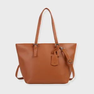 PORTO VEGAN LEATHER SHOULDER BAG TAN