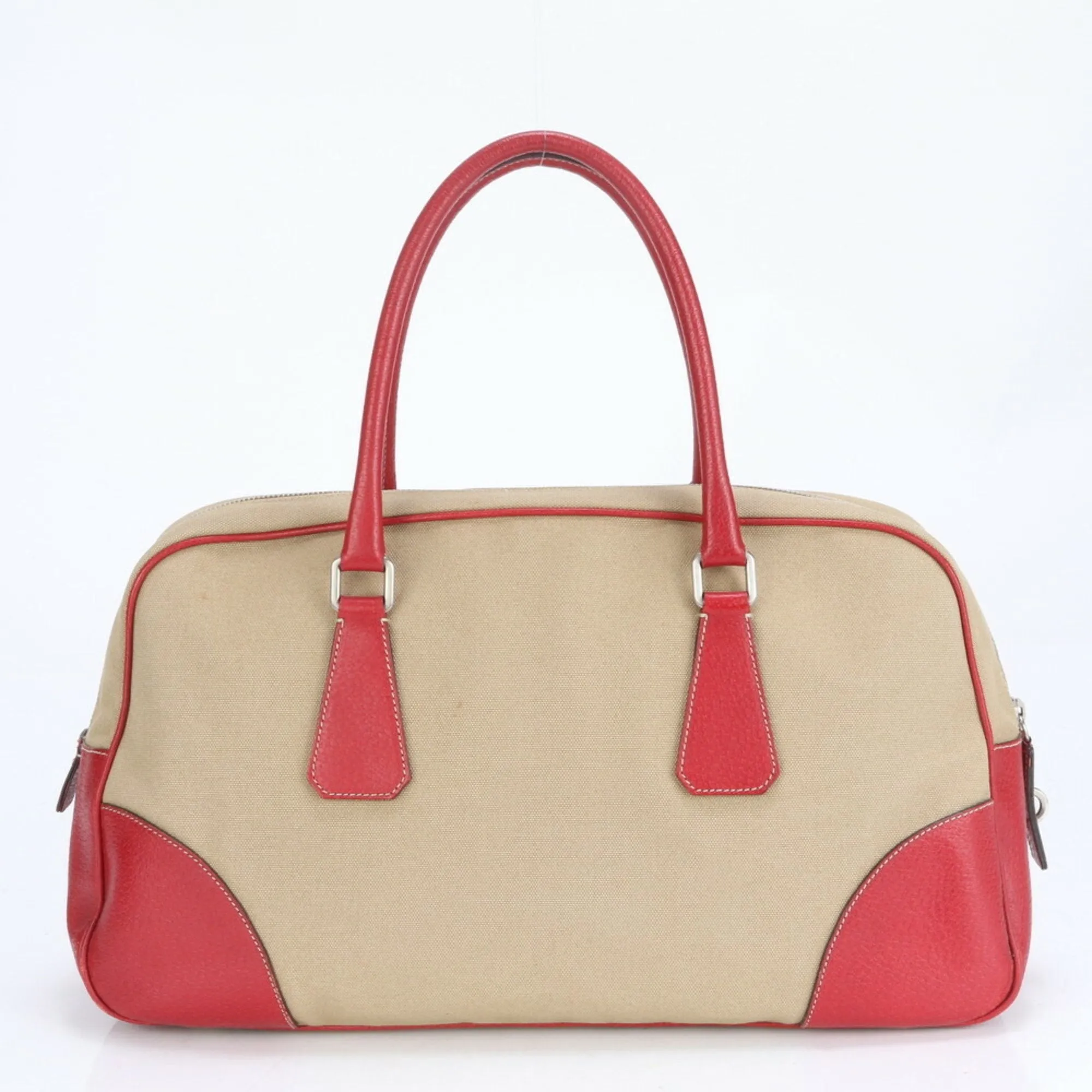 Prada Leather Canvas Shoulder Bag (Pre-Owned)