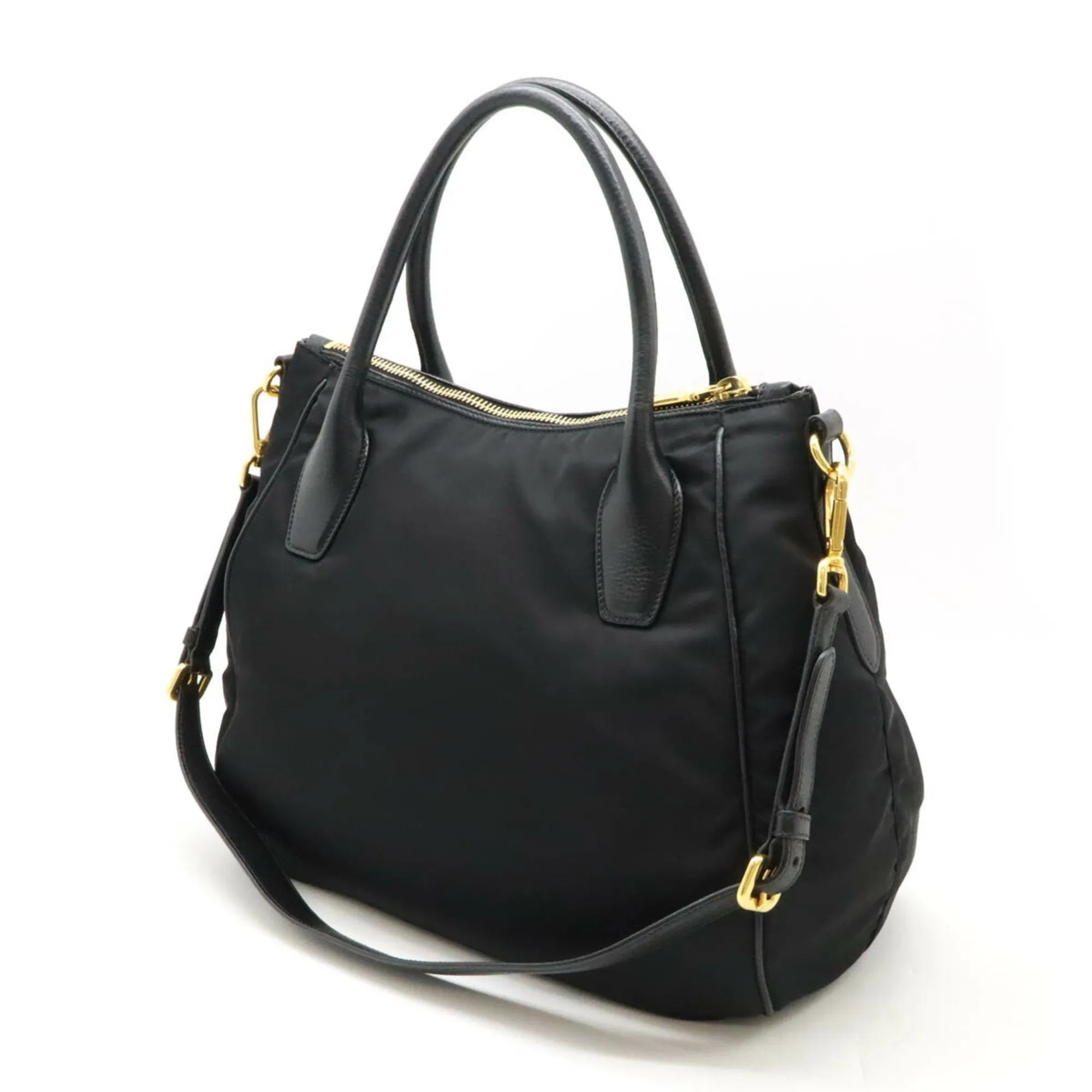 Prada  Nylon Leather Handbag Shoulder Bag Tote Bag (Pre-Owned)