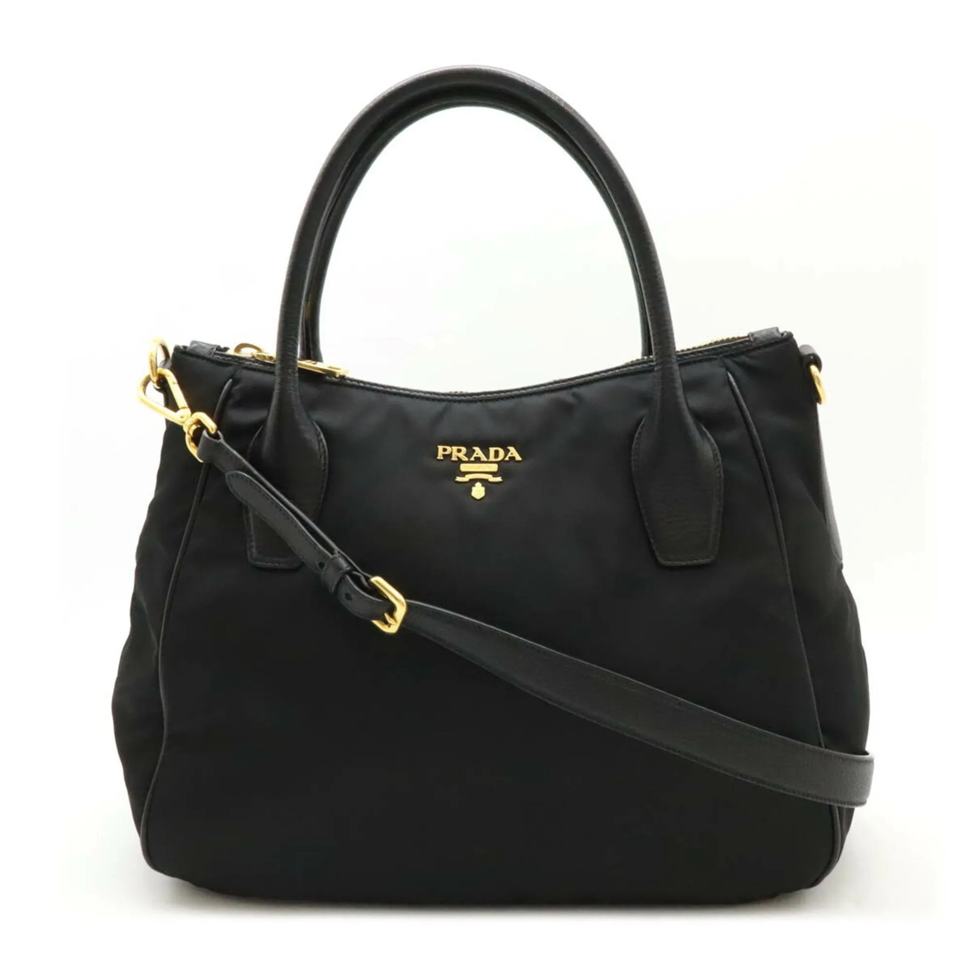 Prada  Nylon Leather Handbag Shoulder Bag Tote Bag (Pre-Owned)