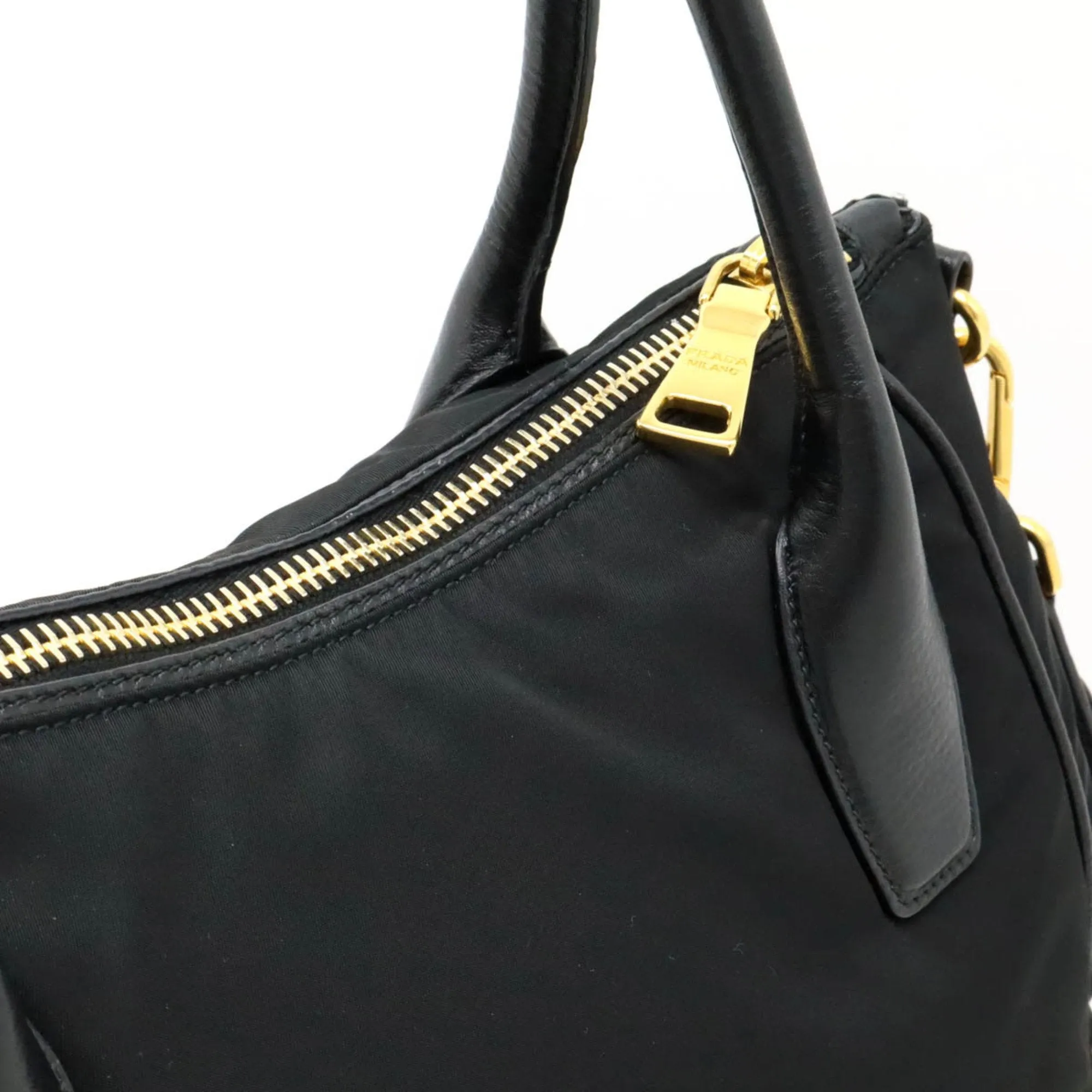 Prada  Nylon Leather Handbag Shoulder Bag Tote Bag (Pre-Owned)