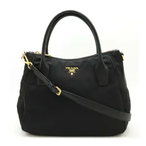 Prada  Nylon Leather Handbag Shoulder Bag Tote Bag (Pre-Owned)