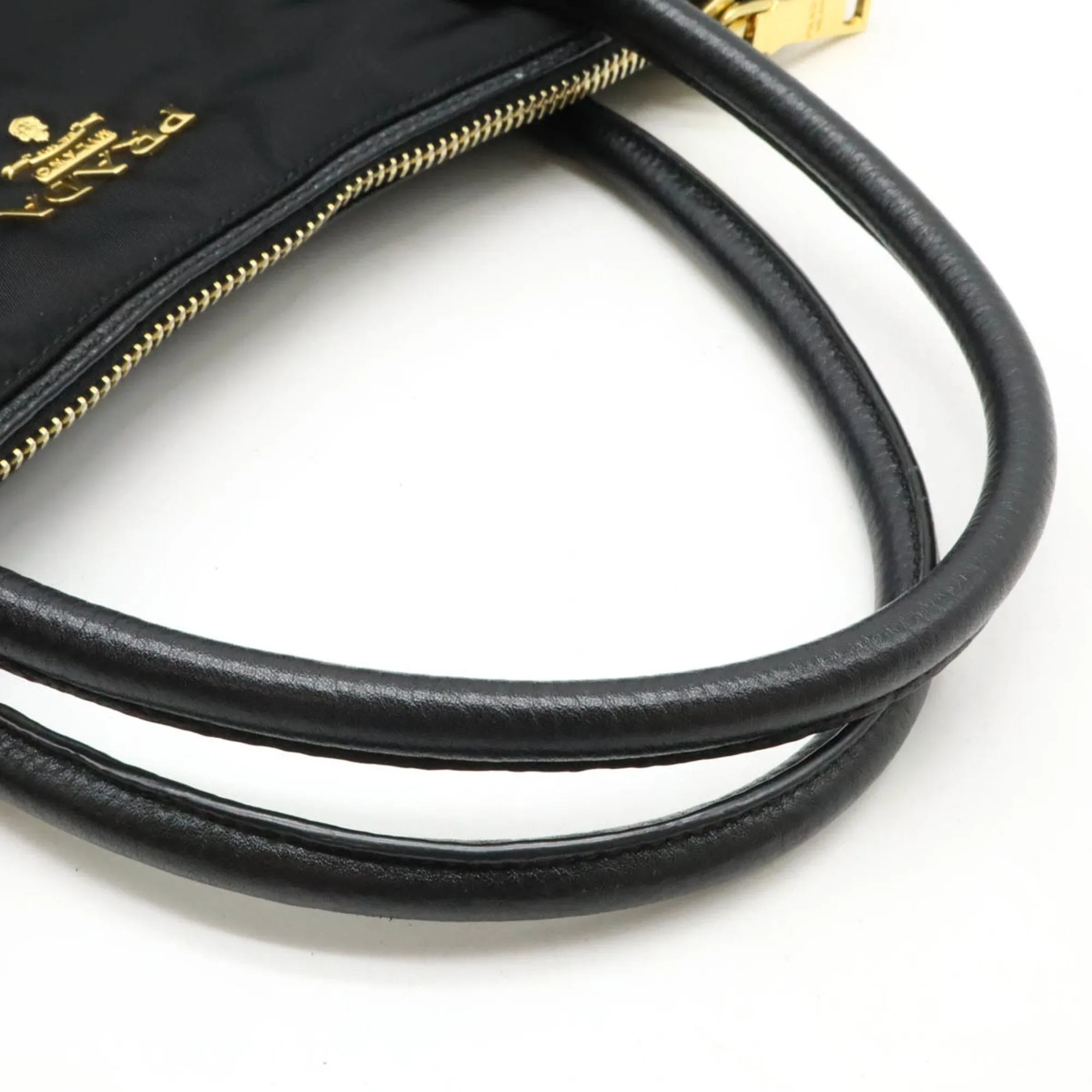 Prada  Nylon Leather Handbag Shoulder Bag Tote Bag (Pre-Owned)