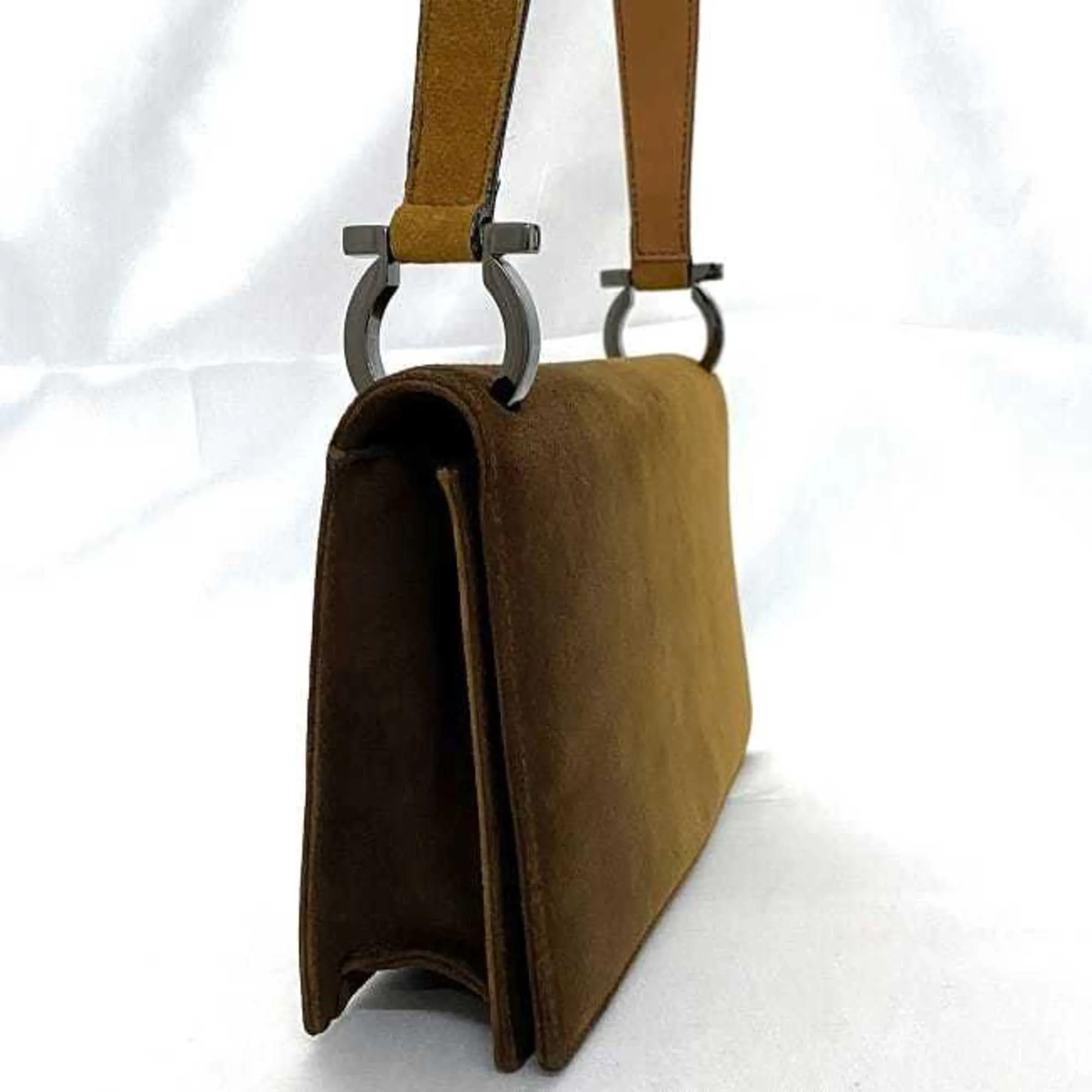 Salvatore Ferragamo Suede Leather Handbag Shoulder Bag (Pre-Owned)
