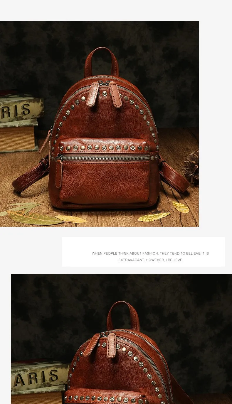 Small Brown Leather Rucksack Womens Leather Backpack Ladies Backpack Purse