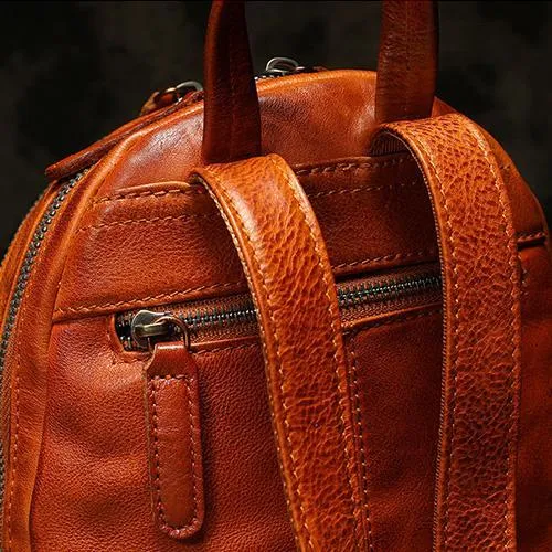 Small Brown Leather Rucksack Womens Leather Backpack Ladies Backpack Purse