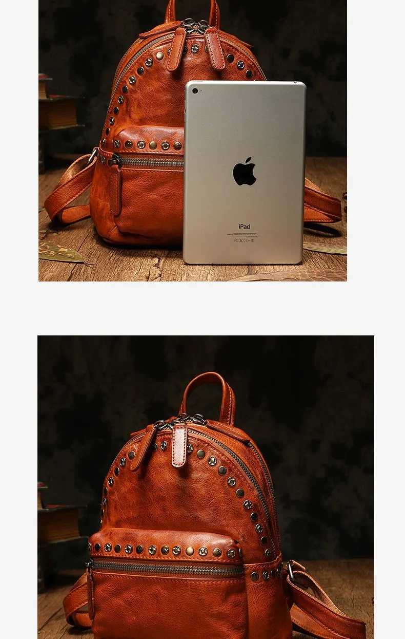 Small Brown Leather Rucksack Womens Leather Backpack Ladies Backpack Purse