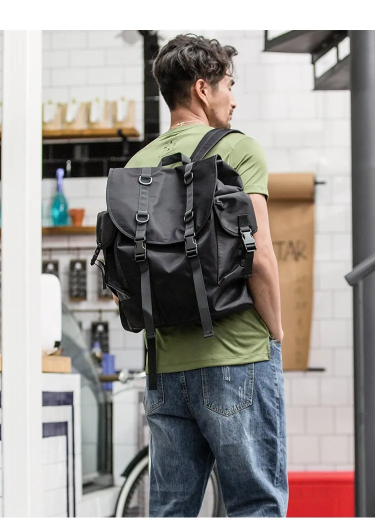 Stylish Black Nylon Mens 15 inches Travel Backpacks Laptop Backpack College Bag for men