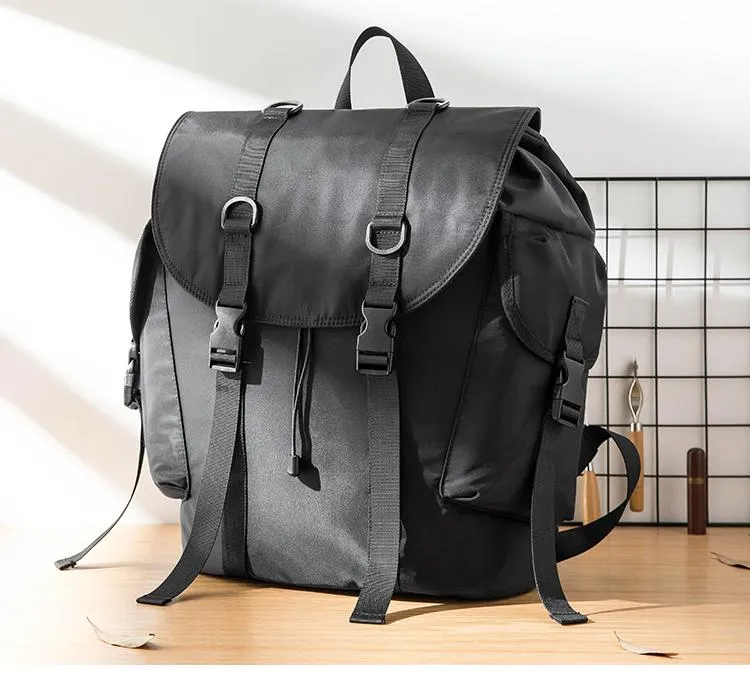 Stylish Black Nylon Mens 15 inches Travel Backpacks Laptop Backpack College Bag for men