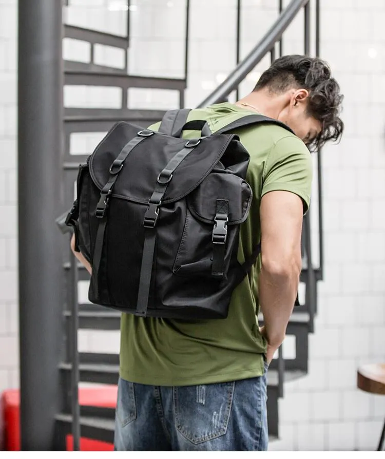 Stylish Black Nylon Mens 15 inches Travel Backpacks Laptop Backpack College Bag for men
