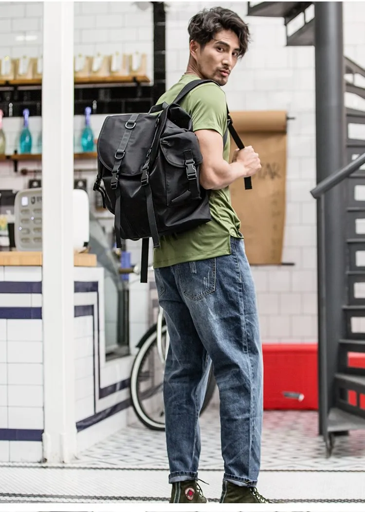 Stylish Black Nylon Mens 15 inches Travel Backpacks Laptop Backpack College Bag for men