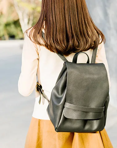 Stylish Leather Black Backpacks Womens Fashion School Backpack Purse