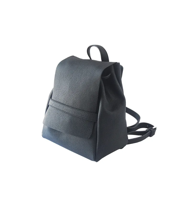 Stylish Leather Black Backpacks Womens Fashion School Backpack Purse