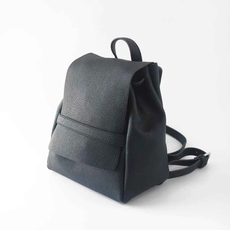Stylish Leather Black Backpacks Womens Fashion School Backpack Purse