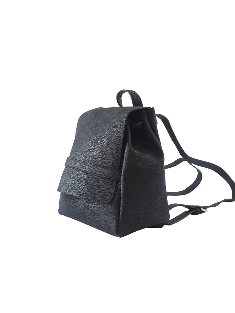 Stylish Leather Black Backpacks Womens Fashion School Backpack Purse