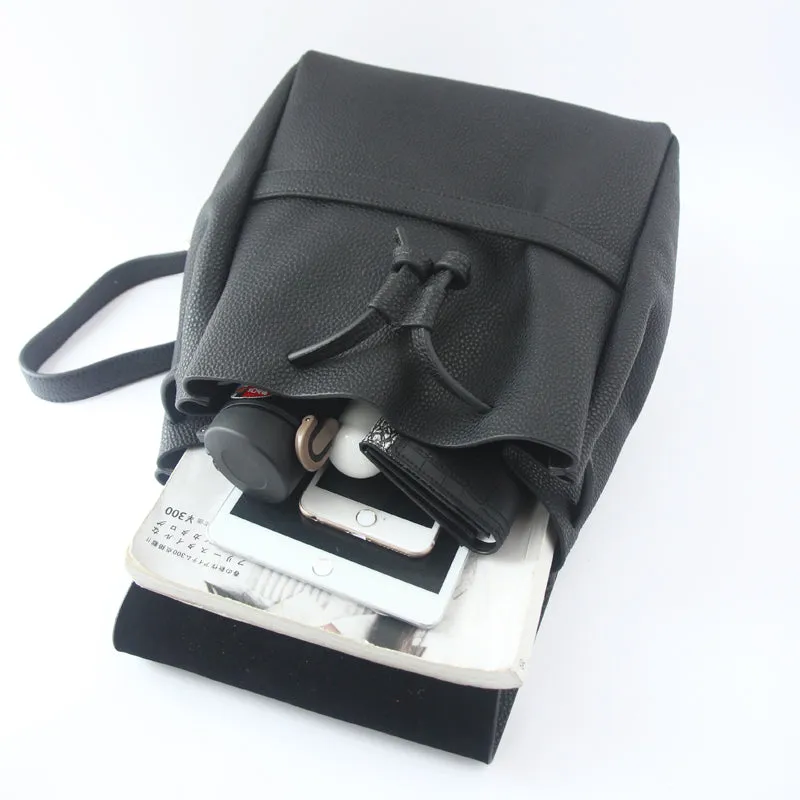 Stylish Leather Black Backpacks Womens Fashion School Backpack Purse