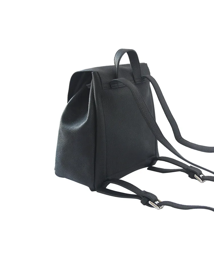 Stylish Leather Black Backpacks Womens Fashion School Backpack Purse