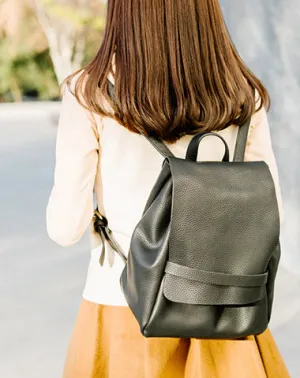 Stylish Leather Black Backpacks Womens Fashion School Backpack Purse