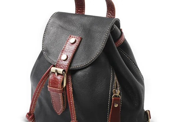 Stylish Leather Black Womens Backpack School Backpack Vintage Backpack for Women