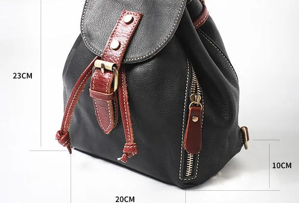 Stylish Leather Black Womens Backpack School Backpack Vintage Backpack for Women