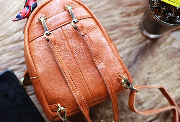 Stylish Leather Cute Womens Small Backpack School Backpack Mini Backpack for Women