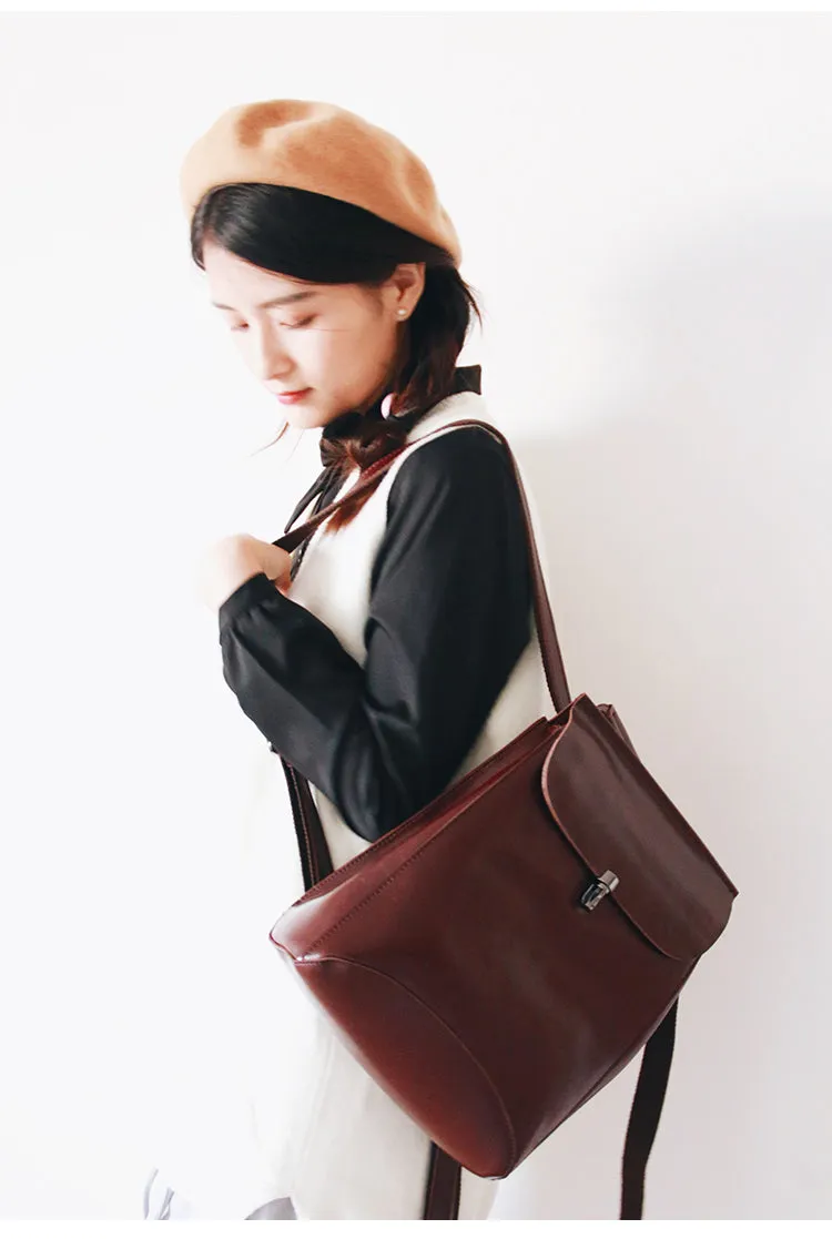 Stylish Leather Womens Backpack Cute School Backpack Purse for Women
