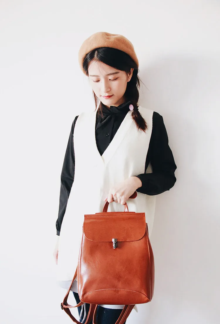 Stylish Leather Womens Backpack Cute School Backpack Purse for Women